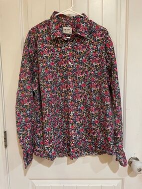 Tunevuse long sleeve cotton button up floral top size XXL